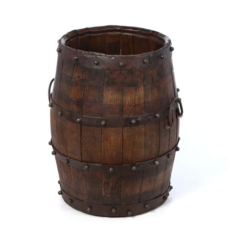 Antique Revival Vintage Studded Barrel With Iron Handles 빈티지