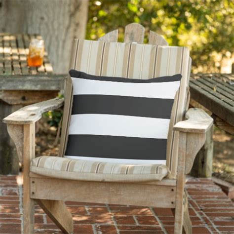 Black And White Striped Outdoor Pillow Zazzle