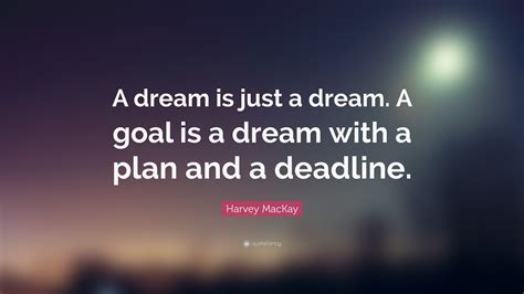 Harvey Mackay Quote A Dream Is Just A Dream A Goal Is A Dream With A