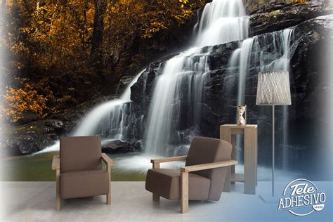 Wall Mural Waterfall In Autumnal Forest