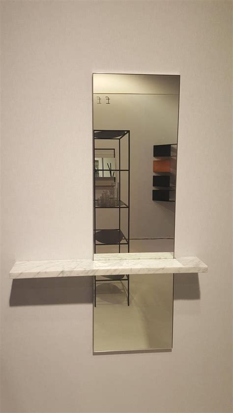 Sculptural Edgewater Minimal Contemporary Mirror With Carrara Marble