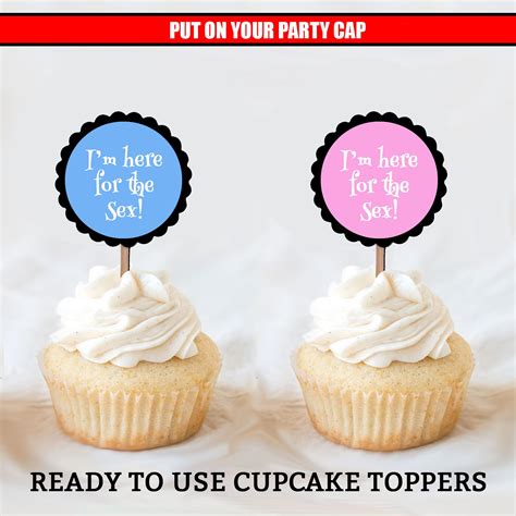 Here For The Sex Cupcake Toppers Here For The Sex Gender Etsy