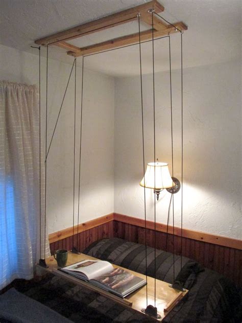 Paracord And Pulley Hanging Table Hanging Furniture Hanging Table
