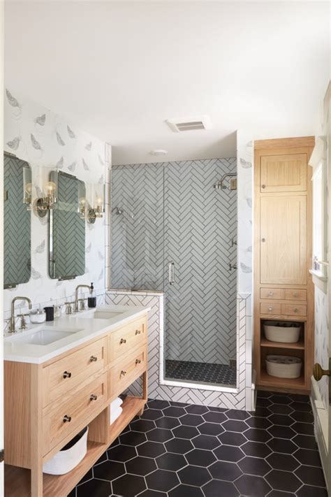 10 pcs hexagon self adhesive bathroom kitchen floor tile sticker home decoration. Black and White Tile Bathroom Remodel | Fireclay Tile ...