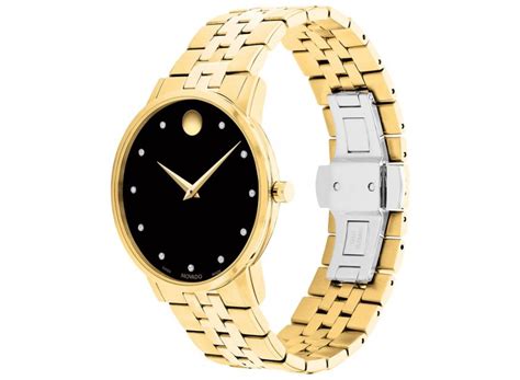 Movado Museum Classic Black Dial Gold Pvd Ss Watch 0607625