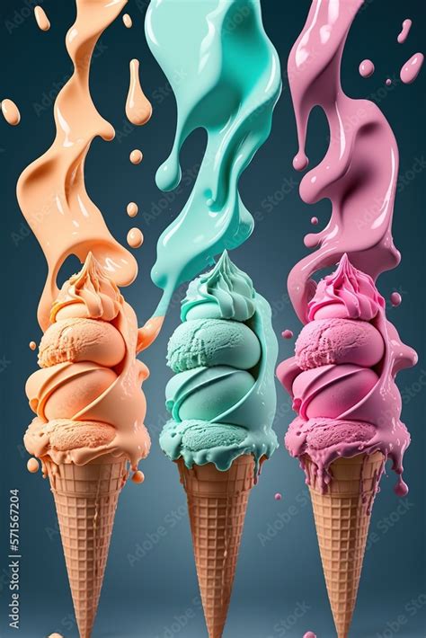 An Illustration Of Melting And Dripping Ice Cream In An Ice Cream Cone