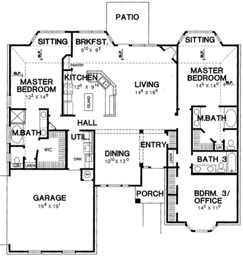 House plans with two owner suites design basics via designbasics.com. Double Master Bedroom House Plan Floor - House Plans | #139297