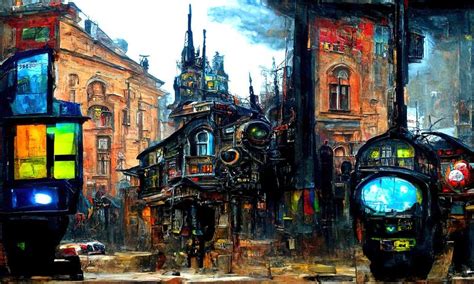Victorian Steampunk City Painting By Andrea Mazzocchetti Saatchi Art