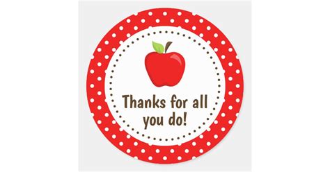 Apple Thank You Teacher Appreciation Red Spots Cla Classic Round