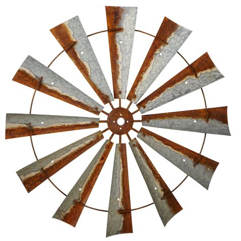 39 Rustic Galvanized Windmill Antique Style Decorative Round Wall
