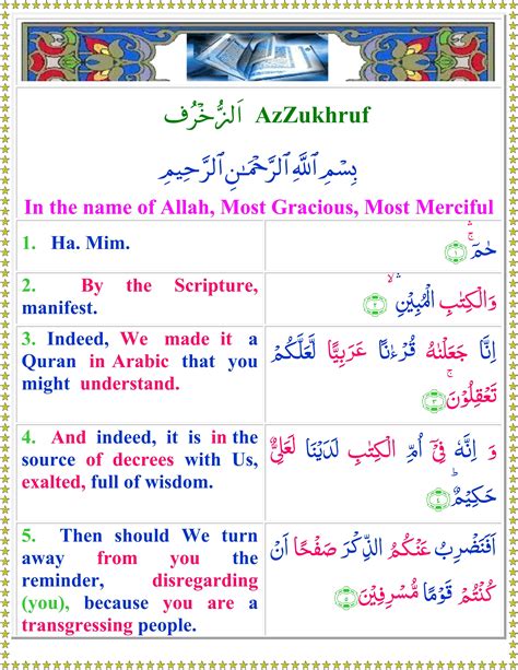 Surah Az Zukhruf English Quran O Sunnat