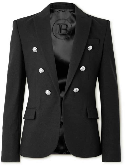 Balmain Double Breasted Wool And Cashmere Blend Blazer Black Balmain