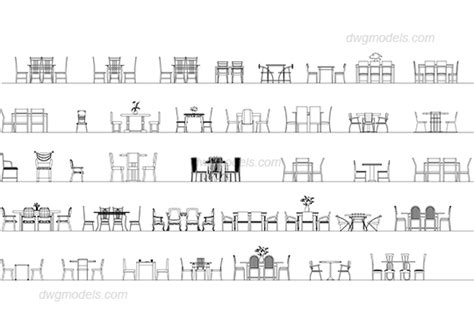 Tables And Chairs Elevation Dwg Free Cad Blocks Download