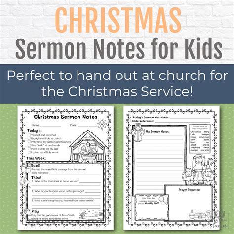 Christmas Sermon Notes Page Kids Bible Teacher
