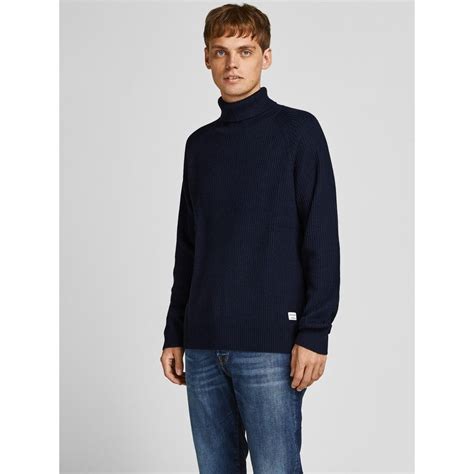 Jackandjones Jjpannel Knit Roll Neck Tummansininen • Caraeura