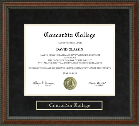 Concordia College Diploma Frame By Wordyisms
