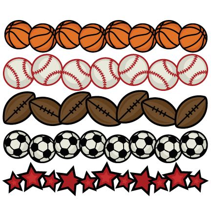 Sports Borders SVG cutting files for scrapbooking sports balls clipart sports svg cut files ...
