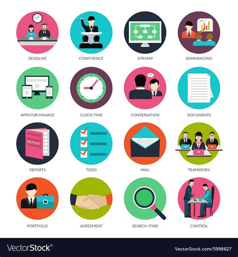 Project Management Icons Royalty Free Vector Image