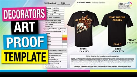 Art Proof Approval Template For Screen Printing Embroidery Htv And