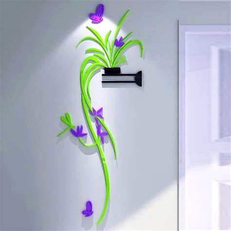 3d Orchid Crystal Acrylic Wall Stickers Living Room Bedroom Tv