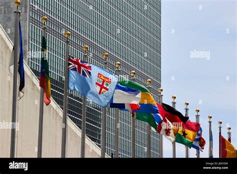 National Flags Flying At The United Nations Secretariat Tower Building