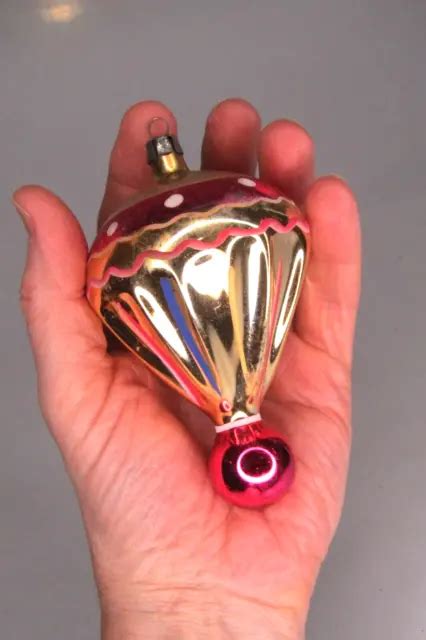 Vintage Blown Glass Fluted Gold Air Balloon Teardrop Christmas Ornament Poland Picclick