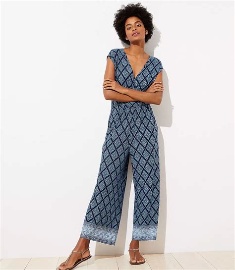 loft beach tiled cross front jumpsuit