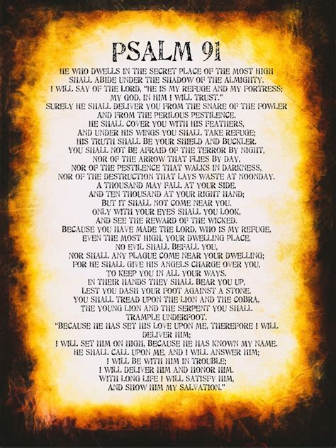 Psalm 91 Poster A4 Bible Poster Psalm 91 Etsy