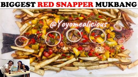 BIGGEST GRILLED RED SNAPPER MUKBANG WITH FRIED YAM ASMR EXOTIC