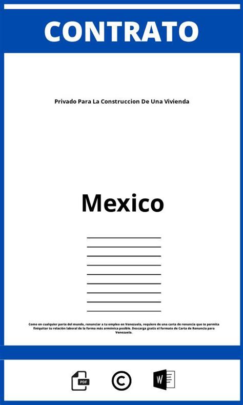 Contrato Privado Para La Construcción De Una Vivienda Mexico 2024