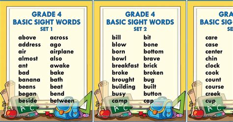 Basic Sight Words Grade 4 Free Download Deped Click