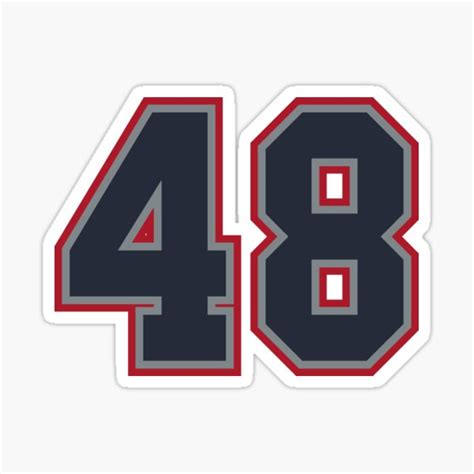 48 Navy Grey Red Sports Number Fourty Eight Sticker For Sale By