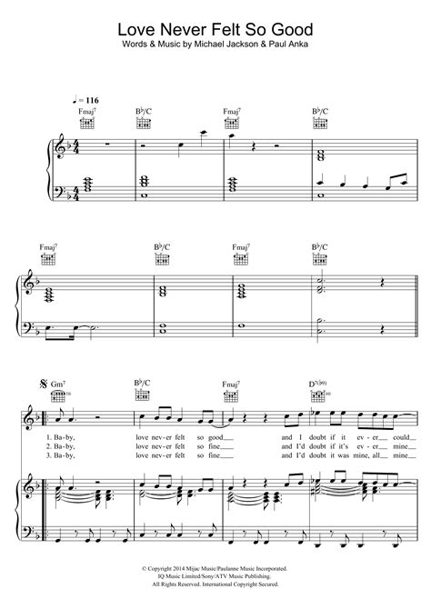 Michael Jackson Love Never Felt So Good Sheet Music PDF Chords 3
