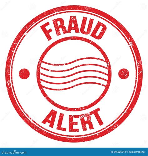 FRAUD ALERT Text on Red Round Postal Stamp Sign Stock Illustration