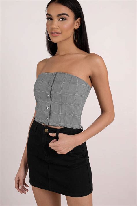 New and used crop tops for sale in riverside on facebook marketplace. No Straps Attached Plaid Crop Top in Grey Multi - $16 ...