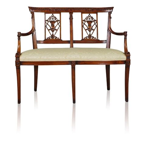 Thomas Chippendale Reproduction Hand Carved Solid Mahogany Two Seat