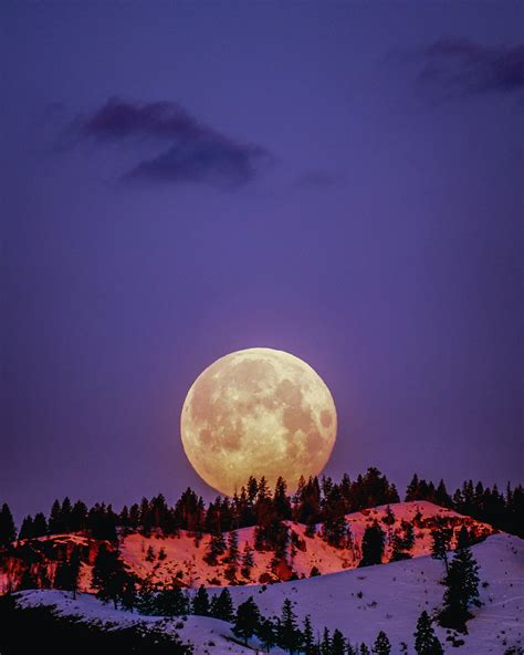 Moon Over Snowcapped Mountain · Free Stock Photo