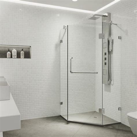 The majority of homes in the usa have a bathroom. VIGO Piedmont 36.125 in. x 78.75 in. Frameless Neo-Angle ...