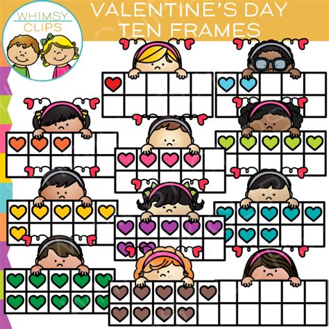Valentines Day Ten Frames Clip Art Whimsy Clips