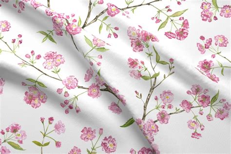 Spring Cherry Blossom Fabric Cherry Blossoms By Jillbyers Etsy