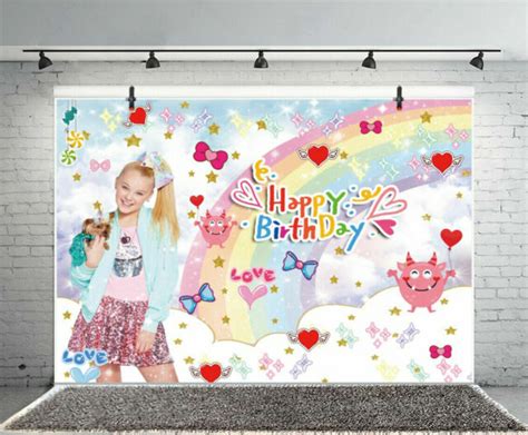 Jojo Siwa Rainbow Backdrop Girls Birthday Party Background Vinyl Photo