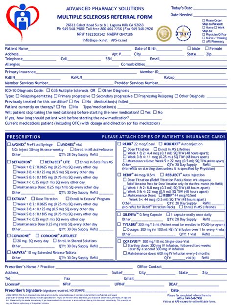 Fillable Online Multiple Sclerosis Referral Form A K Amber