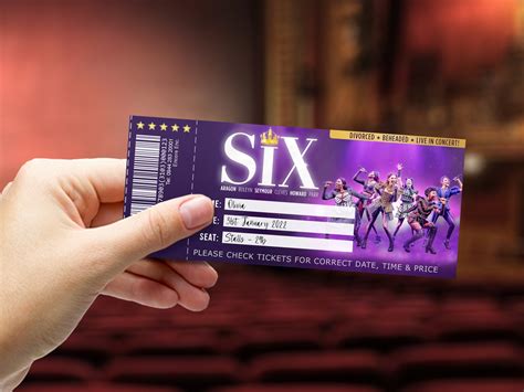 Six Musical Printable Ticket Surprise Broadway West End T Etsy Ireland