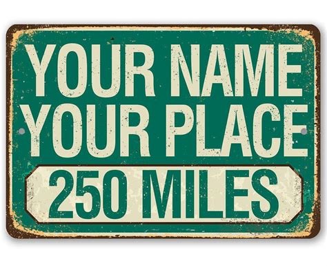 Personalized Mileage Your Name Your Place Metal Sign Lone Star Art