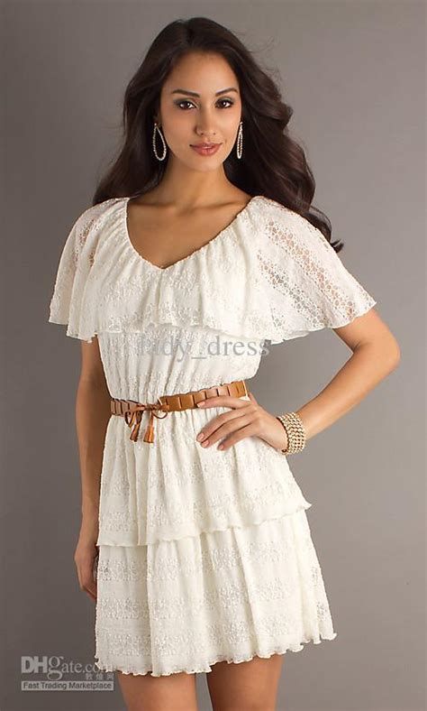 White Lace Summer Dress With Sleeves Style Jeans