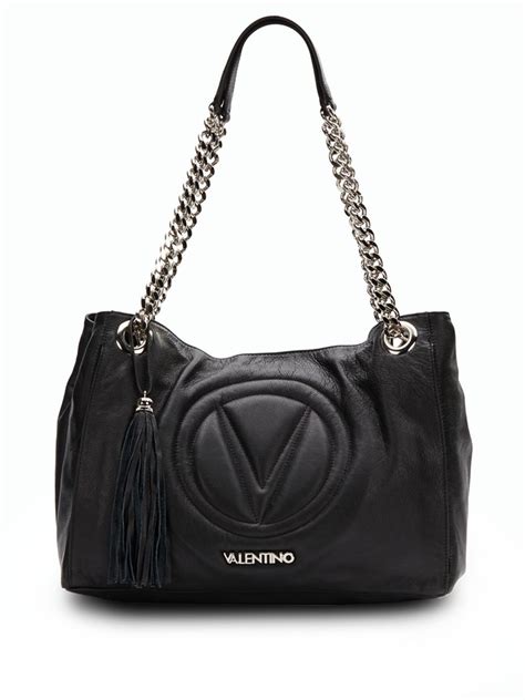 Valentino By Mario Valentino Black Verra Leather Shoulder Bag
