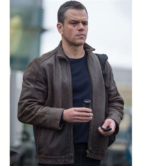 Jason Bourne Matt Damon Distressed Brown Leather Jacket