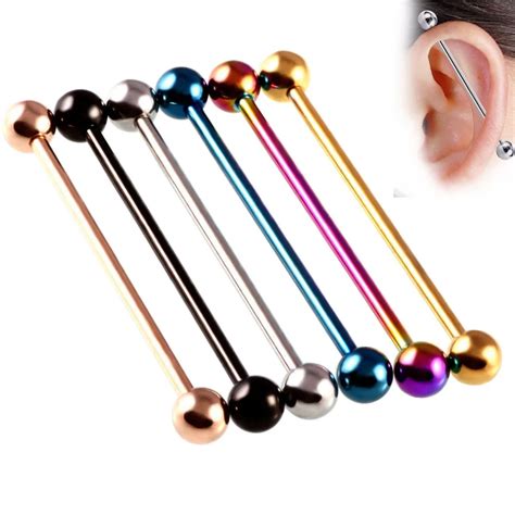 10pcslot Surgical Steel Ear Cartilage Piercing Industrial Barbell Earring Piercing Orelha Bar