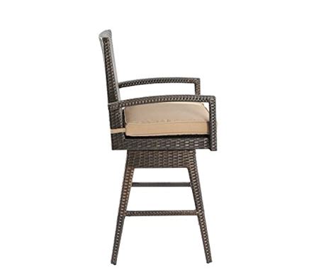 Ulax Furniture Outdoor Wicker Swivel Bar Stool Patio Rattan Bar Chair