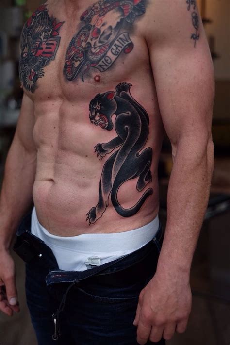 Old School Black Panther Tattoo Panther Tattoo Chest Tattoo Men Black Panther Tattoo